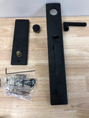 Baldwin FDSANxSQUCQE190 Santa Cruz Full Dummy Full Plate Handleset with Non-Turning Dummy Interior Square Lever - Satin Black