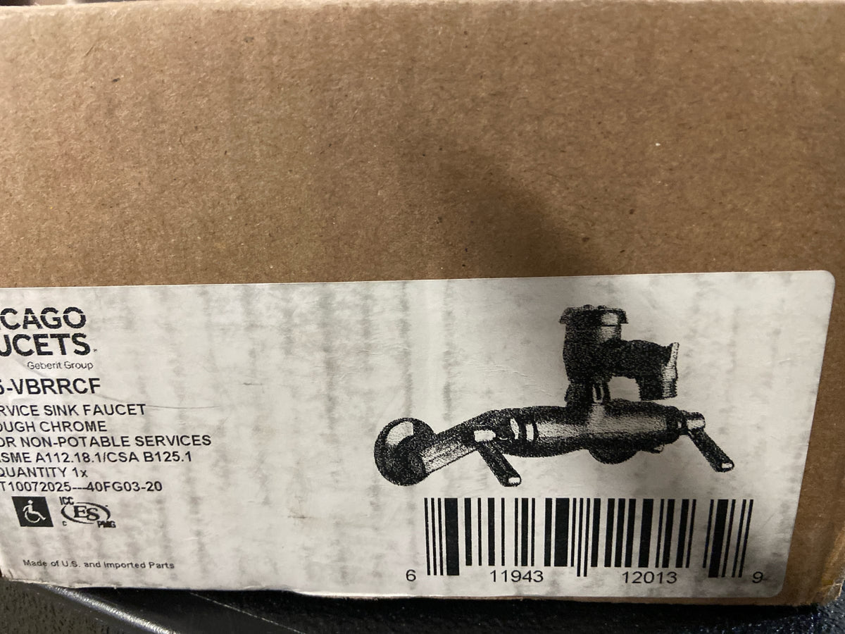 Chicago Faucets 305-VBRRCF Wall Mount Service Sink Faucet with Adjustable Centers, Rough Chrome