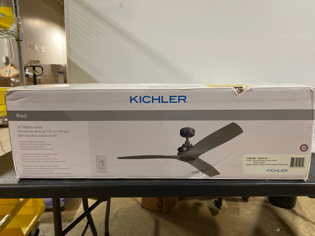 Kichler 300356NI Ried 56" 3 Blade Indoor / Outdoor Ceiling Fan with Wall Control - Brushed Nickel
