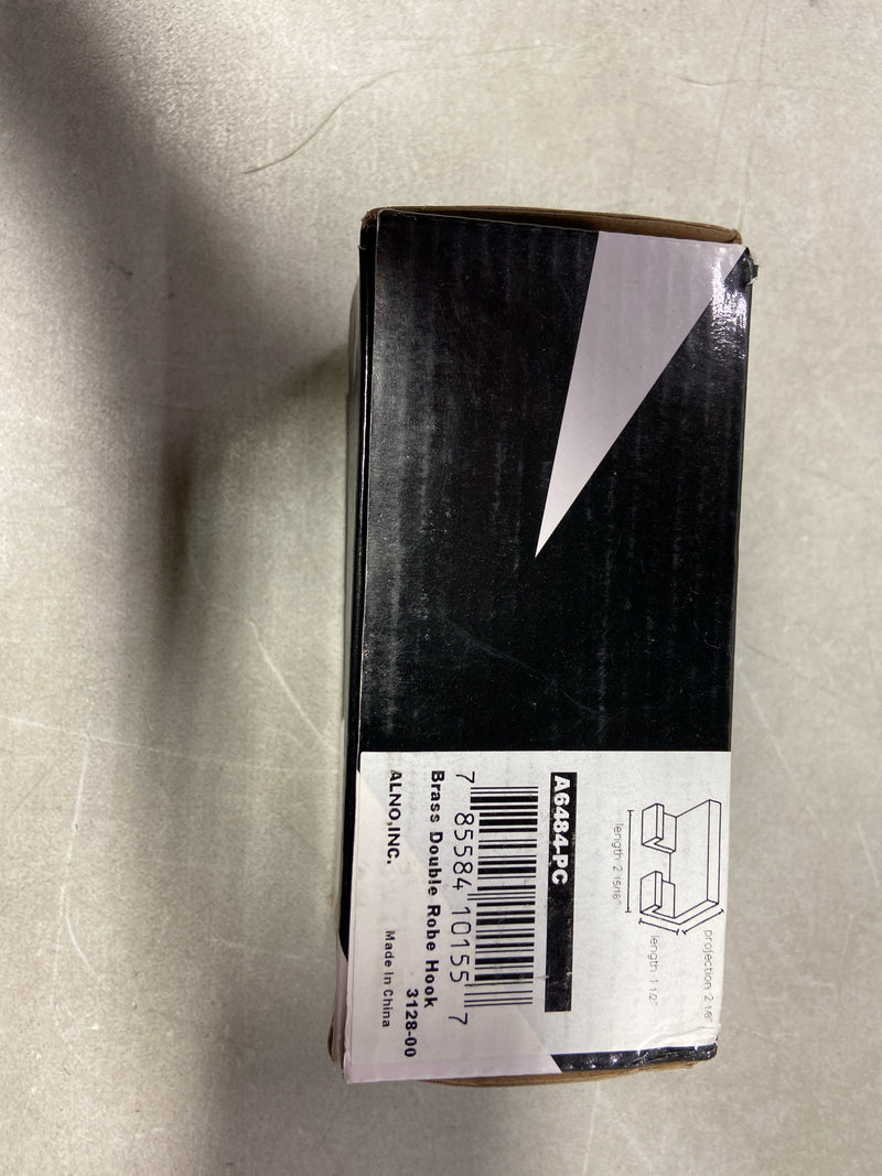 Alno A6484-PC Linear 3" Wide Solid Brass Modern Double Bathroom Robe Towel Hook - Polished Chrome