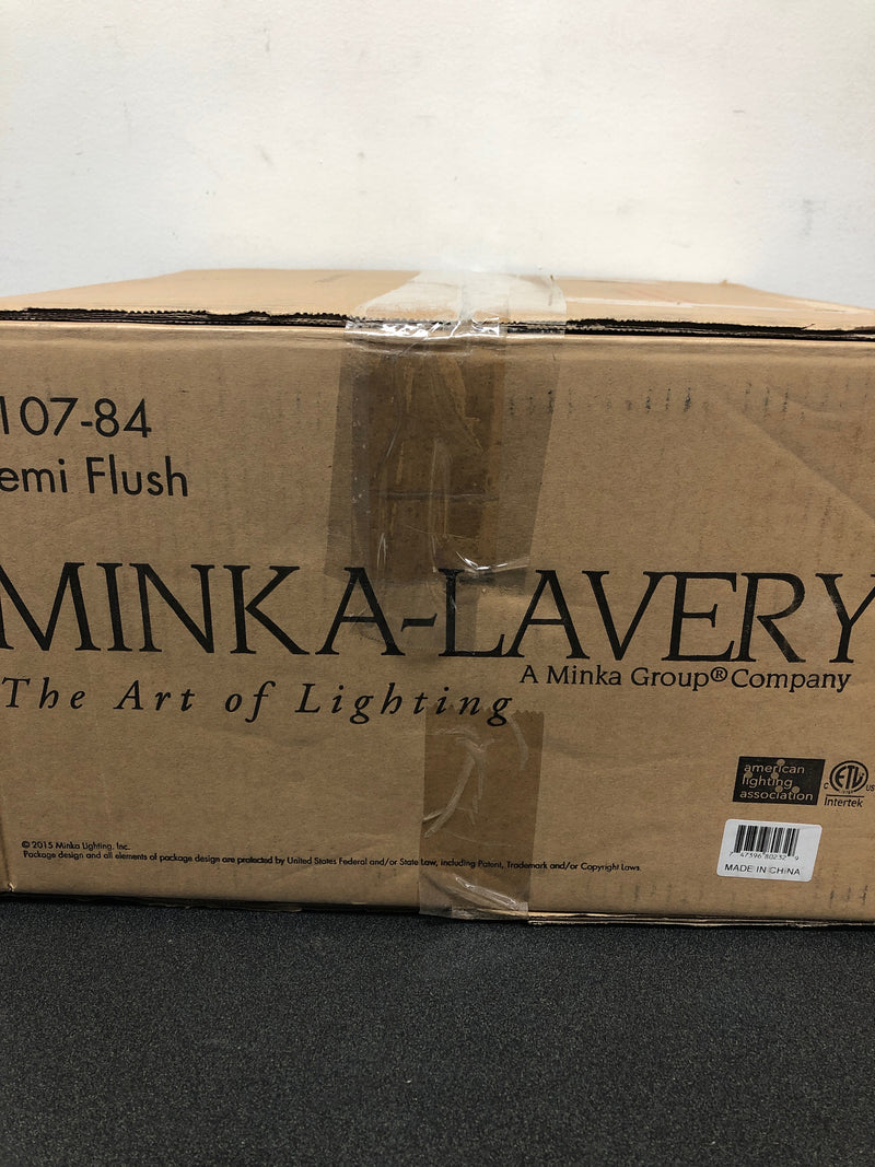 Minka Lavery 4107-84 Parsons Studio 3 Light 15" Wide Vantage Semi-Flush Drum Ceiling Fixture with Translucent Silver / Off-White Linen Shades - Brushed Nickel