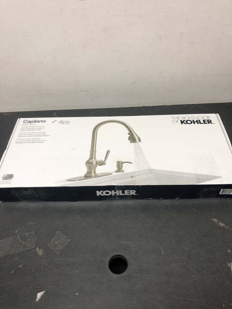 Kohler K-R24214-SD-VS Capilano Single-Handle Pull-Down Sprayer Kitchen Faucet with Boost Technology in Vibrant Stainless