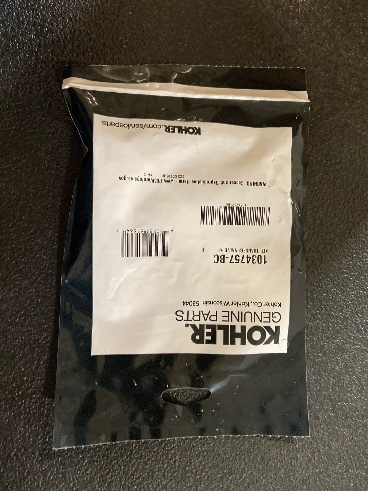 Kohler 1034757-BC Replacement Kit, Transfer Valve Hardware - Bright Chrome