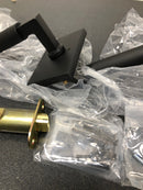 Emtek 5212US19.LSUS19.KNUS19.RH Knurled L-Square Right Handed Privacy Door Lever Set with Modern Rectangular Rose from the SELECT Brass Collection - Flat Black