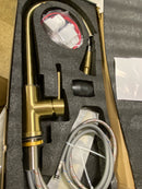 Waterpar WPTH9001BG Single-Handle Pull Down Sprayer Kitchen Faucet with 2 Modes Spray, Pull Out Spray Wand in Brushed Gold