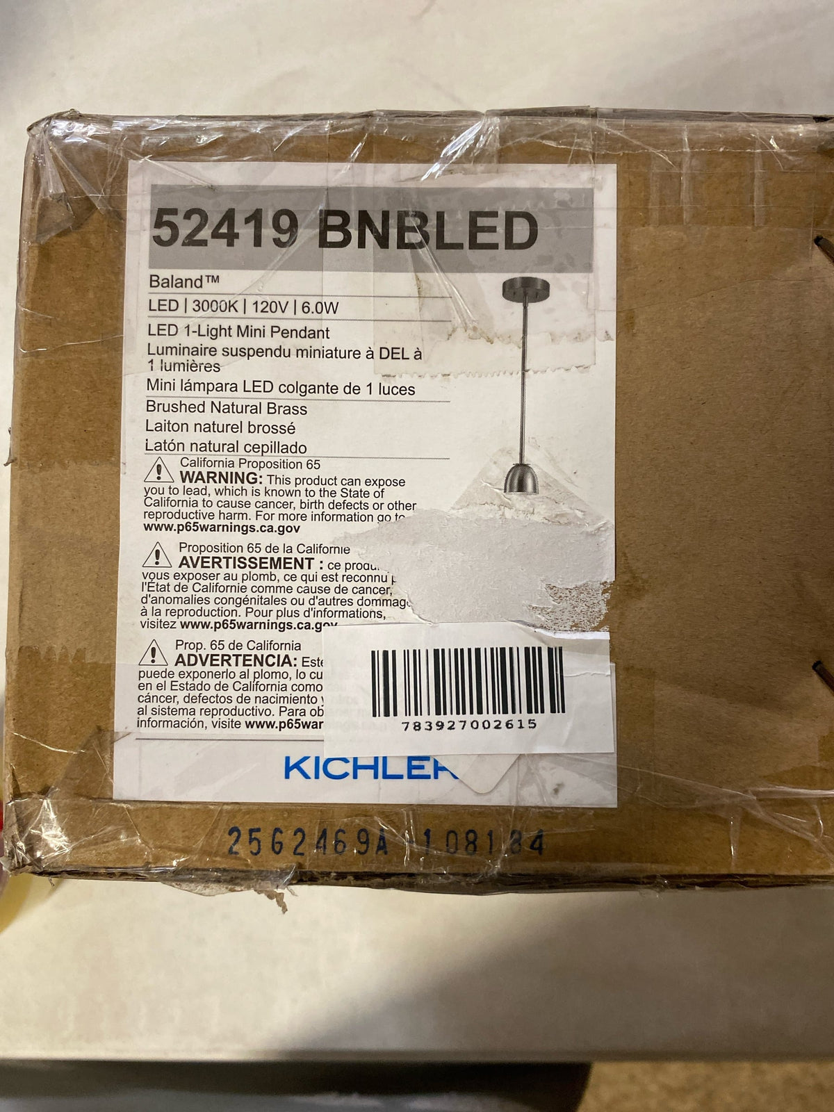 Kichler 52419BNBLED Baland 6" Wide LED Mini Pendant - Brushed Natural Brass