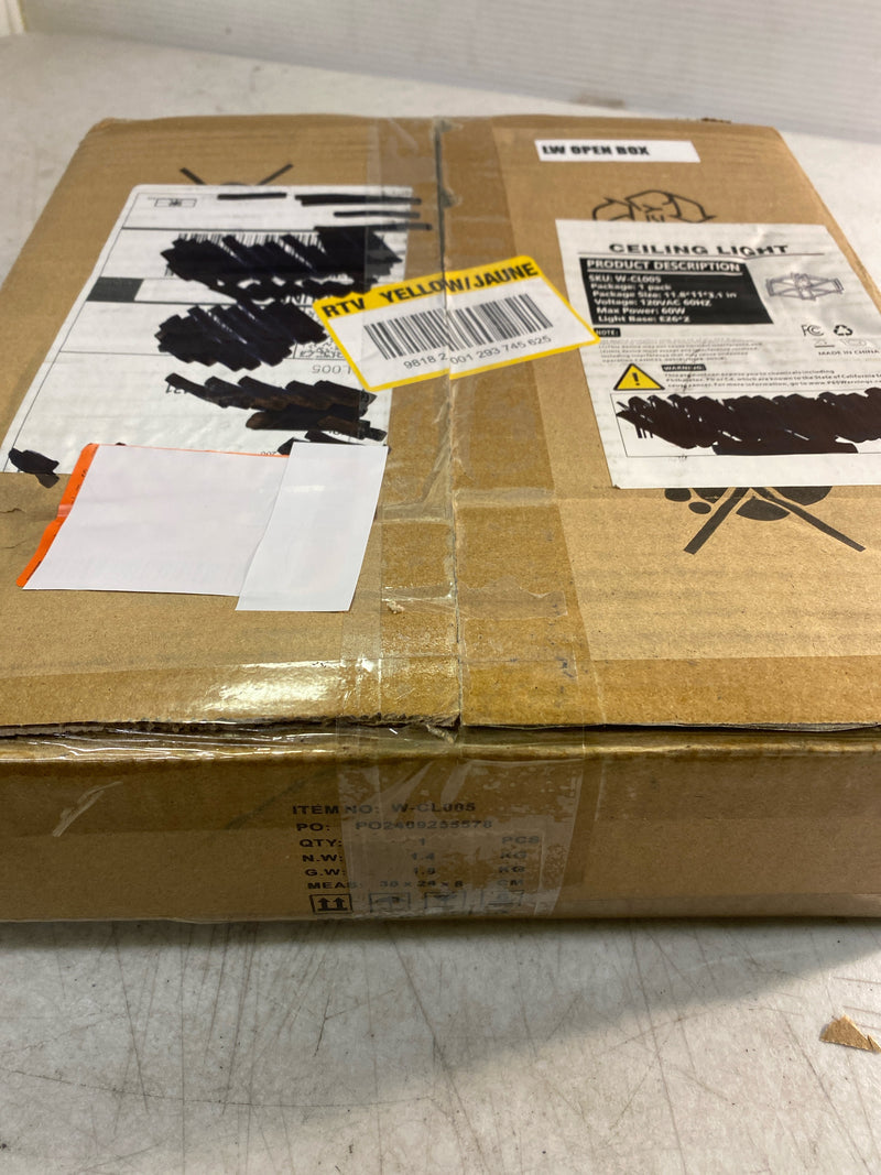 Yansun H-CL005N1 11.5 in. 2-Light Matte Black Square Frame Flush Mount Ceiling Light Fixture, Hallway Light Fixtures Ceiling