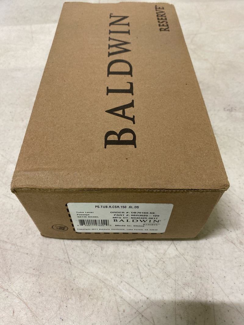 Baldwin PSTUBCSR150 Tube Passage Leverset with Contemporary Square Rose - Satin Nickel