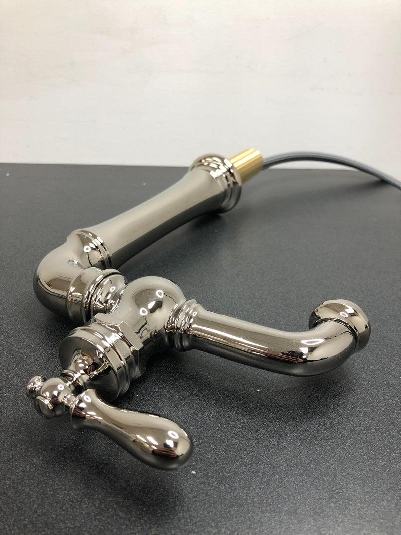 KOHLER Artifacts Vibrant Polished Nickel 1-Handle Deck Mount Low-Arc Handle Kitchen Faucet