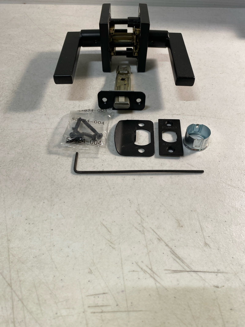 Kwikset 730HFLSQT-514 Halifax Privacy Door Lever Set with Square Rose - Matte Black