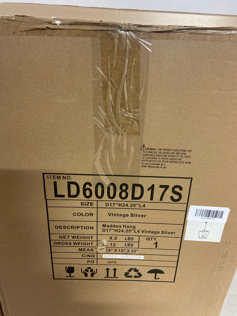 Elegant Lighting LD6008D17S Maddox 4 Light 17" Wide Taper Candle Pendant - Vintage Sliver