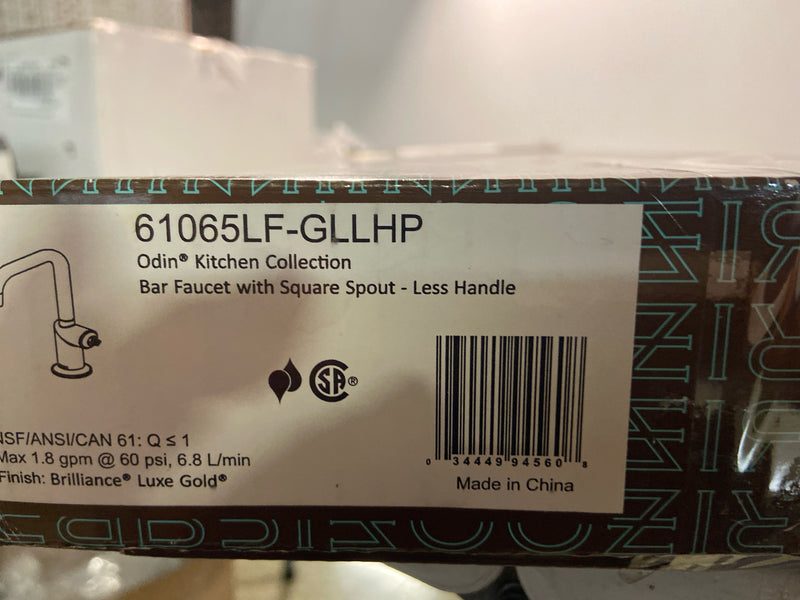 Brizo 61065LF-GLLHP Odin 1.8 GPM Single Hole Bar Faucet with Square Spout - Less Handle - Luxe Gold
