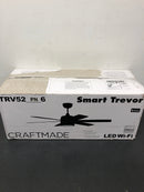 Craftmade 647881228002 Trevor 52 in. Indoor/Outdoor Painted Nickel Finish Ceiling Fan, Integrated LED Light & Remote/Wall Control Included