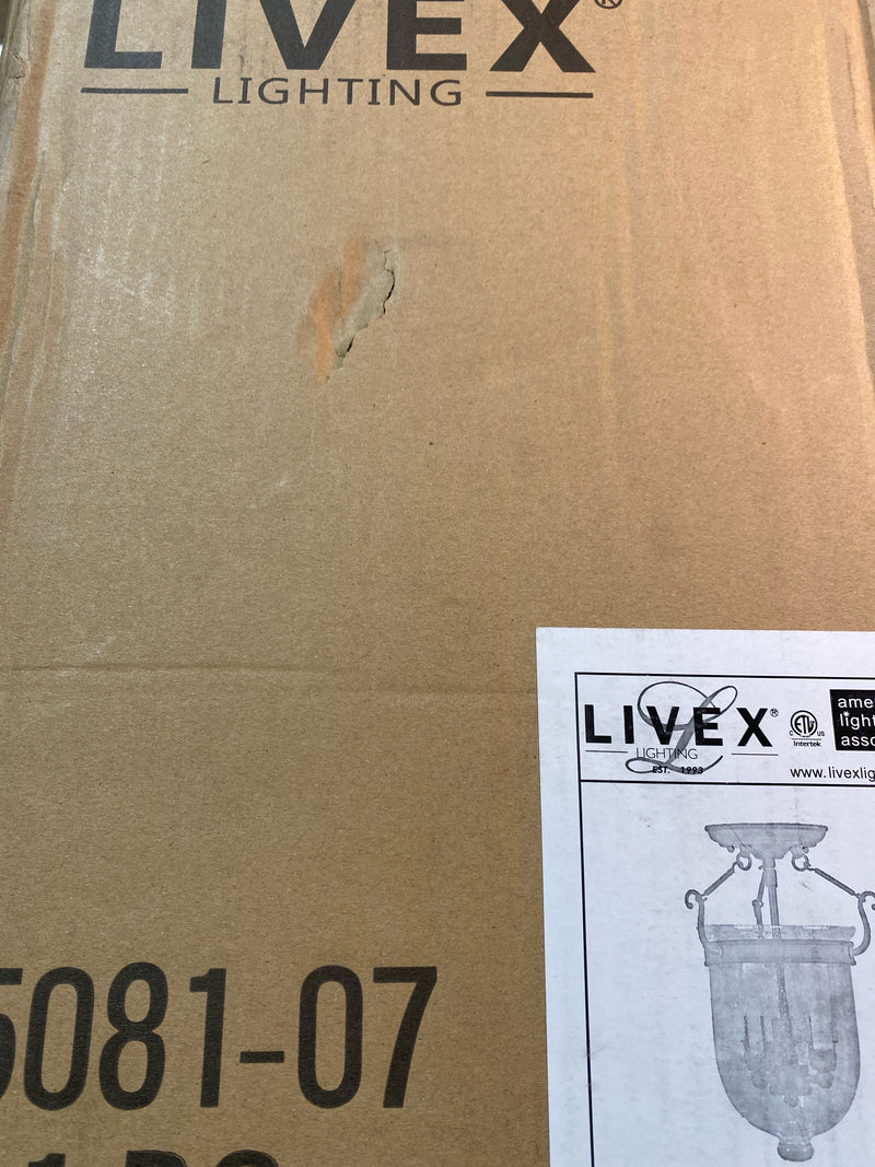 Livex Lighting 5081-07 Jefferson 3 Light Semi-Flush Ceiling Fixture - Bronze