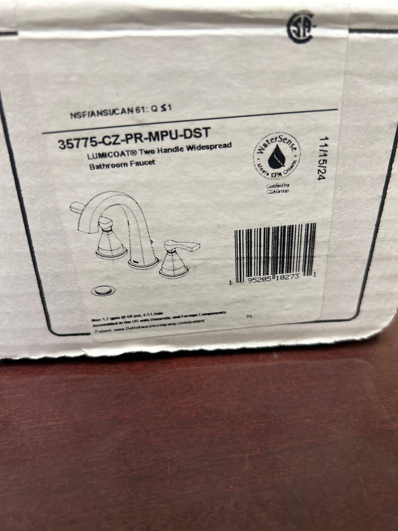 Delta 35775-CZ-PR-MPU-DST Stryke 1.2 GPM Widespread Bathroom Faucet with Lever Handles and Pop-Up Drain Assembly - Lumicoat Champagne Bronze