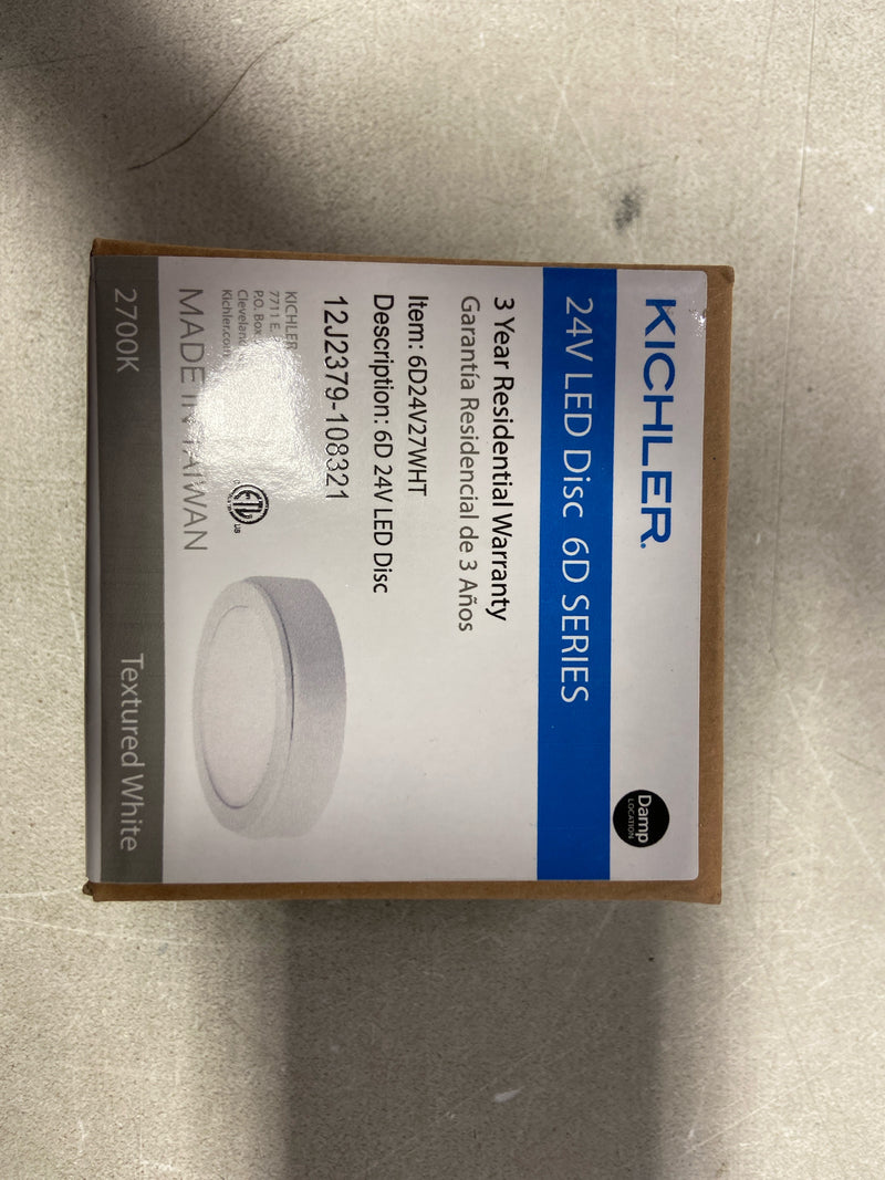 Kichler 6D24V27WHT 6D Series 24V LED Disc 3" Wide LED Under Cabinet Puck and Button Light - White
