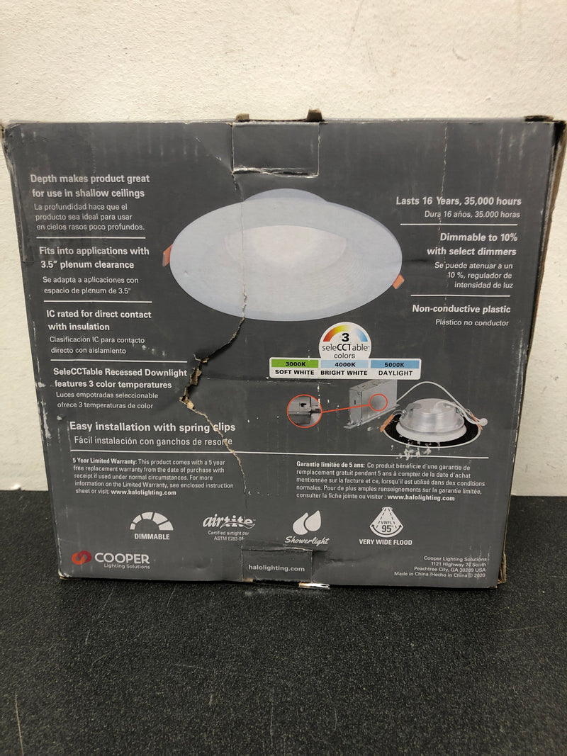 Halo LTB6089FS351EWHDMR LTB 6 in. Selectable CCT (3000K-5000K) Integrated LED, White Recessed Light, Dimmable Retrofit Trim
