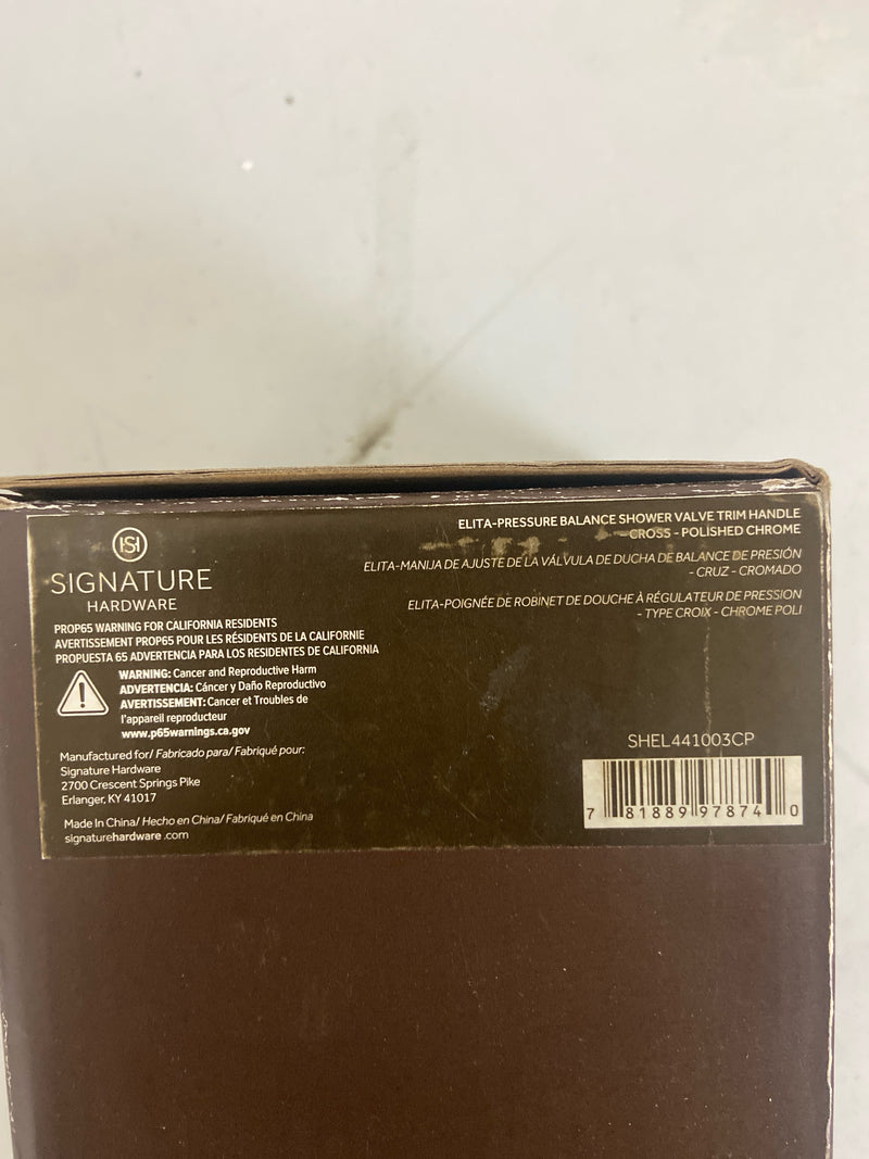 Signature Hardware SHEL441003CP Cross Handle for Elita Pressure Balance Trim - Chrome