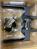 Kwikset 740SALSQT-514S Singapore Single Cylinder Keyed Entry Door Lever Set with Square Rose and SmartKey - Matte Black