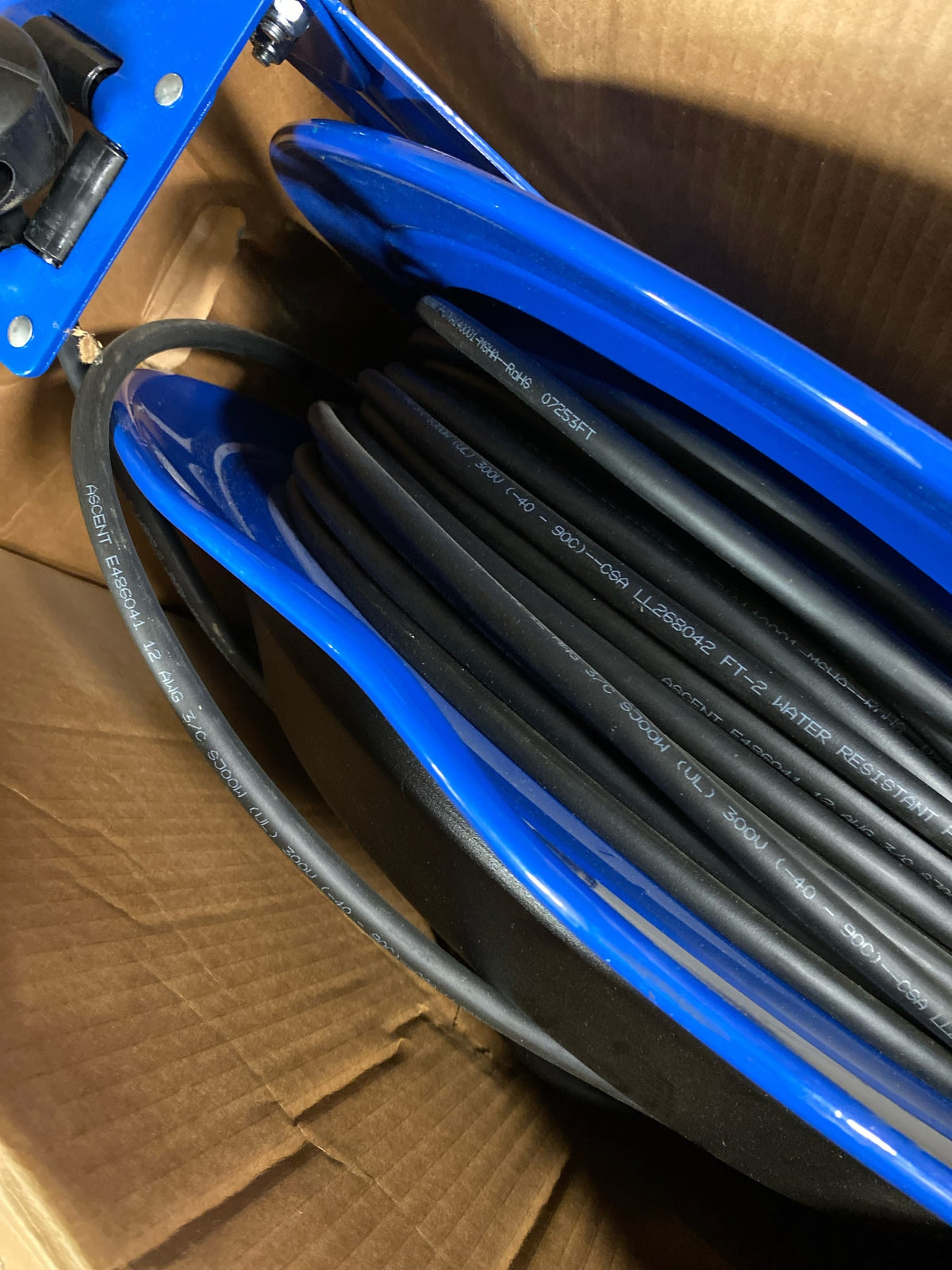 Coxreels PC24-0012-A Compact Efficient Heavy Duty 100’ Power Cord Reel | Retractable Reel for Extension and Power Cords | Electrical Equipment for Garage | 100’ Cord Included | Without Receptacle