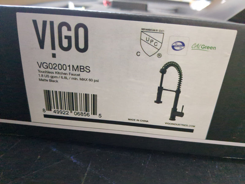 Vigo VG02001MBS Edison Single Handle Pull-Down Sprayer Kitchen Faucet with Touchless Sensor in Matte Black