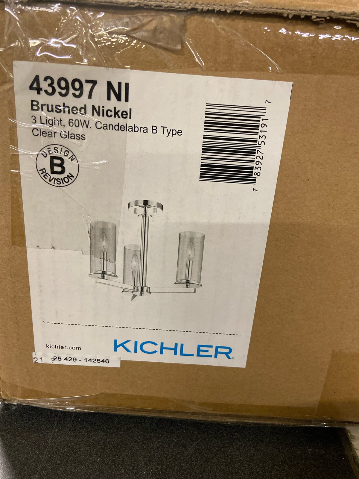 KICHLER Crosby 13.75" 3 Light Convertible Chandelier with Clear Glass Brushed Nickel