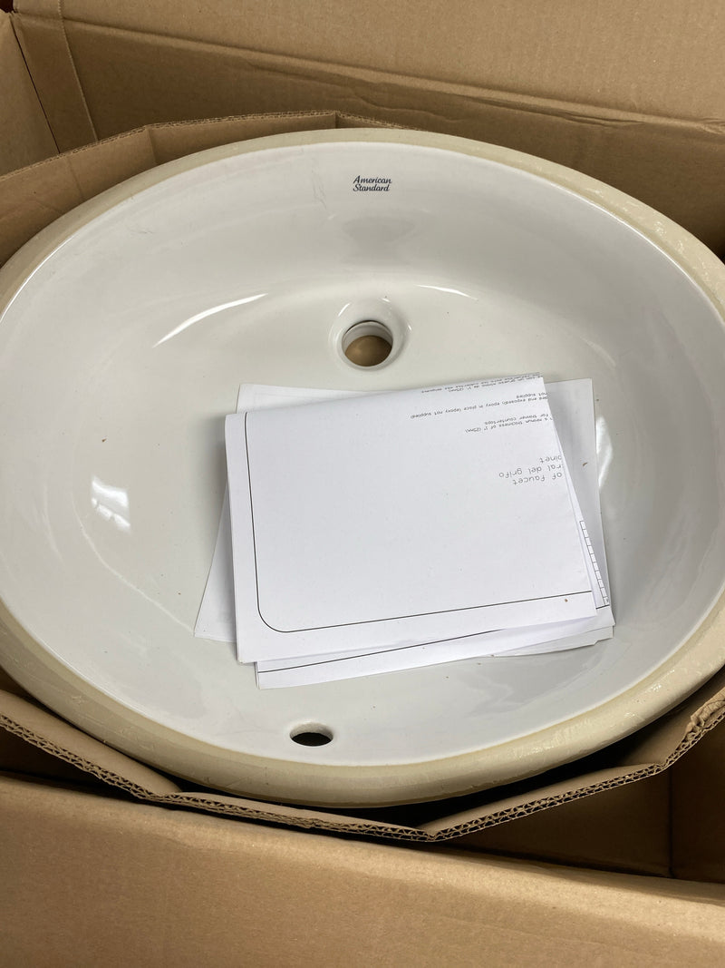 American standard 0497300.020 Ovalyn Front Overflow Undercounter Bathroom Sink with Glazed Underside in White