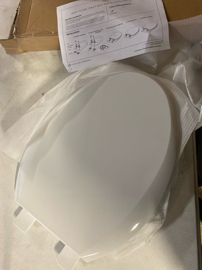 Signature Hardware SHTSEC2000WH EZ Close Solid Plastic Elongated Bowl Toilet Seat - White