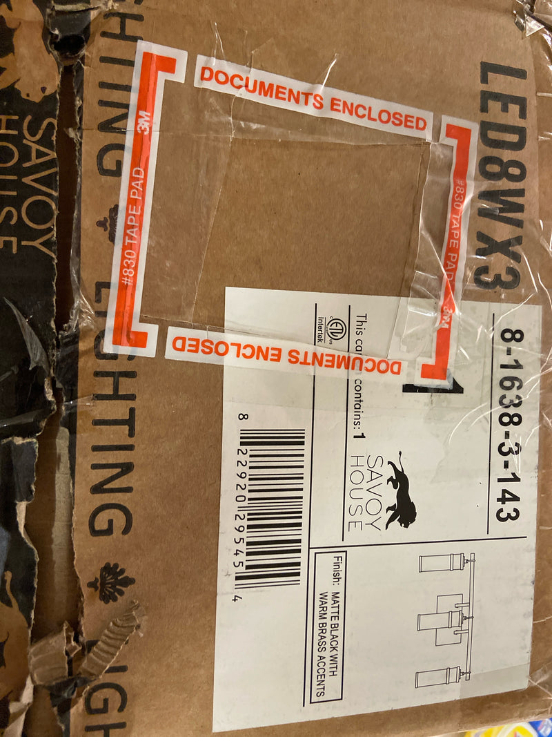 Savoy House 8-1638-3-143 Abel 3 Light 21" Wide LED Bathroom Vanity Light - Matte Black / Warm Brass