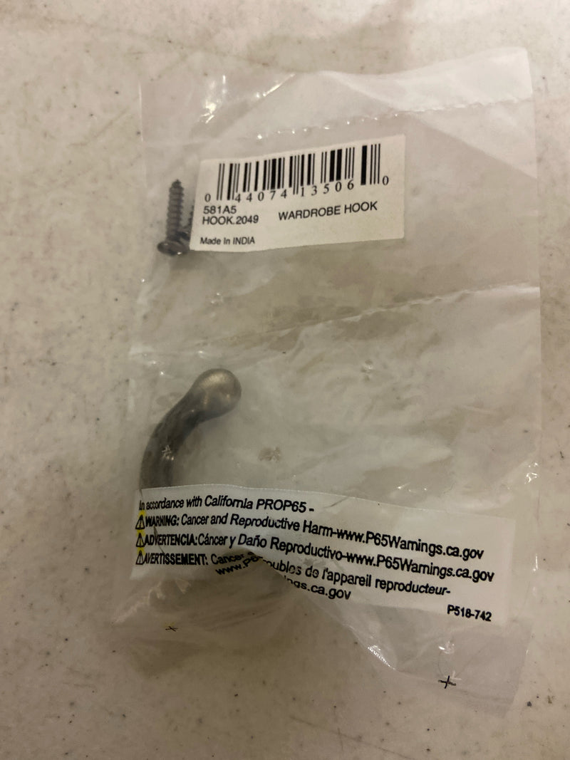 Ives 581A716 Low Profile Single Cast Aluminum Wardrobe Hook with 1 5/8" Projection - Aged Bronze