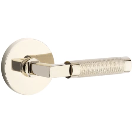 Emtek C520KNUS14 Knurled Privacy Door Lever Set from the SELECT Brass Collection with CF Mechanism - Polished Nickel