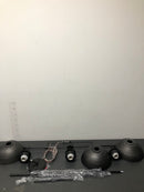 Lnc A03255 3-Light Industrial Black Dome Island Chandelier Modern Farmhouse Linear Barn Pendant with Rustic Brushed Gray Shades