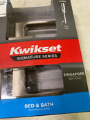 Kwikset 730SAL 15 SQT Singapore Square Satin Nickel Bed/Bath Door Handle with Microban and Lock