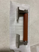 Belwith Keeler B077979LRSN Reserve 3-3/4" Center to Center Luxury Leather Cabinet Handle / Drawer Pull - Mixed Materials - Satin Nickel / Brown Leather