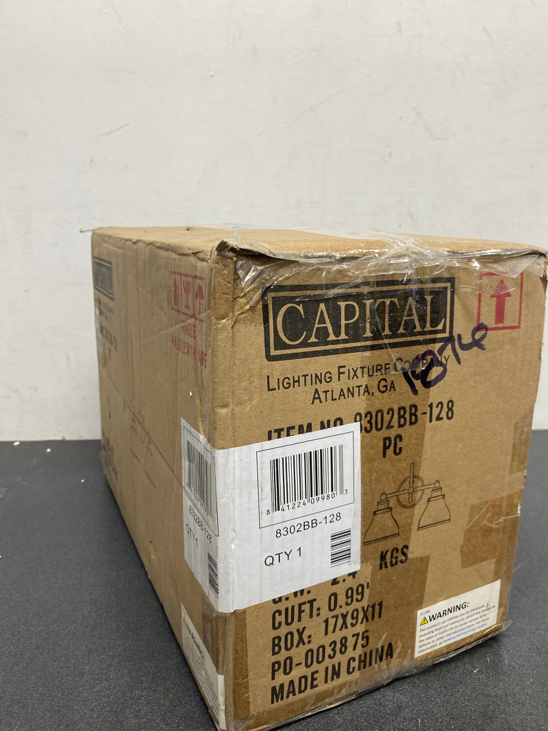 Capital Lighting 8302BB-128 Baxter 2 Light 16" Wide Bathroom Vanity Light with Frosted Glass Shades - Burnished Bronze