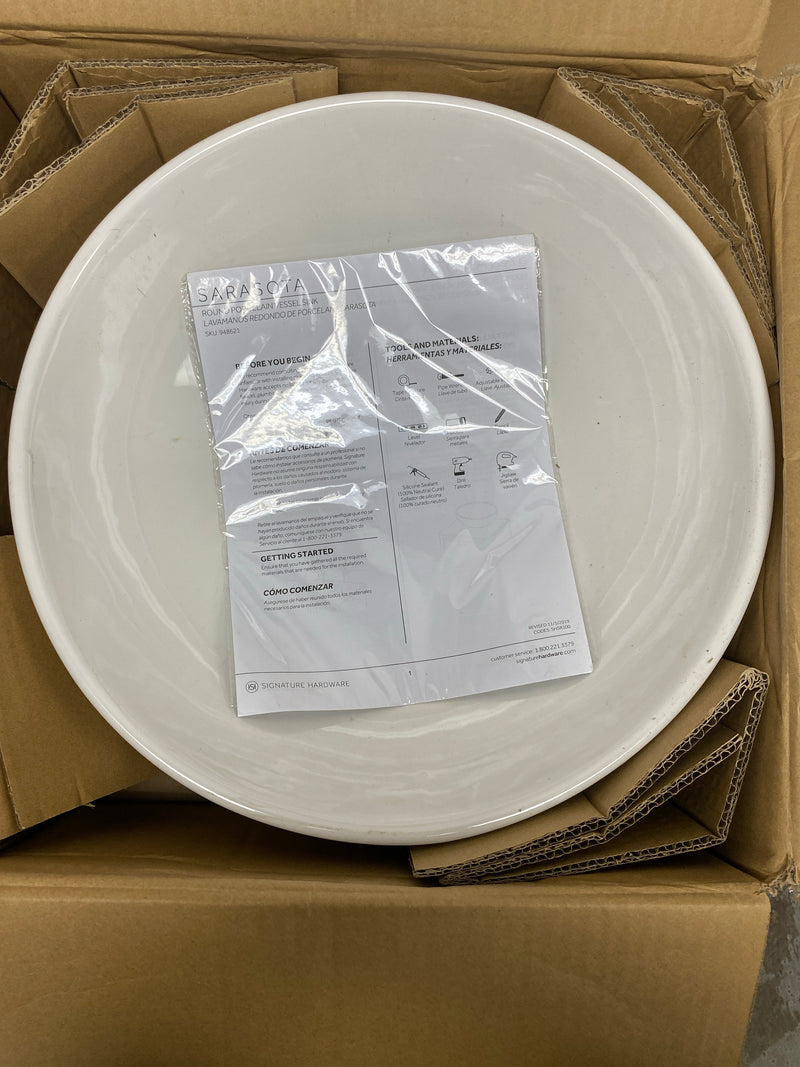 Signature Hardware 447953 Sarasota 16" Fireclay Vessel Bathroom Sink - White