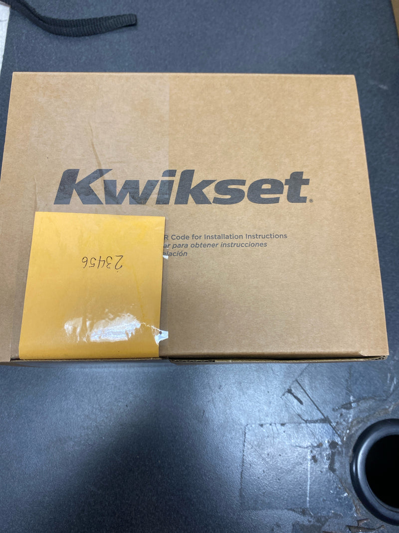 Kwikset 740HFLRDT-15S Halifax Single Cylinder Keyed Entry Door Lever Set with Round Rose - Satin Nickel