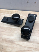 Emtek 8080US19 Quincy Sideplate Single Cylinder Keyed Entry Door Knob or Lever Set with 3-5/8 Inch Center to Center - Flat Black