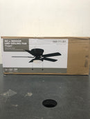 Private brand unbranded AL383CPQ-MBK Hugger 44 in. LED Indoor Matte Black Ceiling Fan with Light Kit