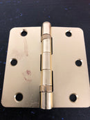 Deltana S35R4BB4 3.5" x 3.5" Ball Bearing 1/4" Radius Corners Mortise Hinge - Pair - Brushed Brass