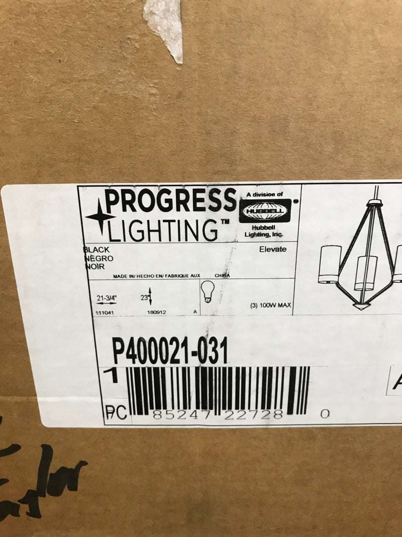Progress Lighting Elevate 3-Light Black Modern/Contemporary Chandelier