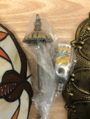 Oukaning JZUCK52ONSHCX 20.47 in. 36-Watt Gold European LED Flush Mount Ceiling Light with Stained Glass Shade