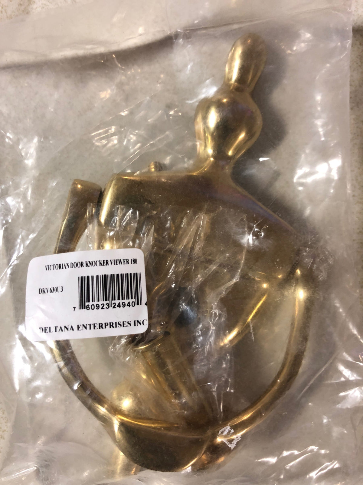 Deltana DKV630U3 Traditional 6" Tall Urn Drop Bail Door Knocker with 180 Viewing Angle Peep - Polished Brass