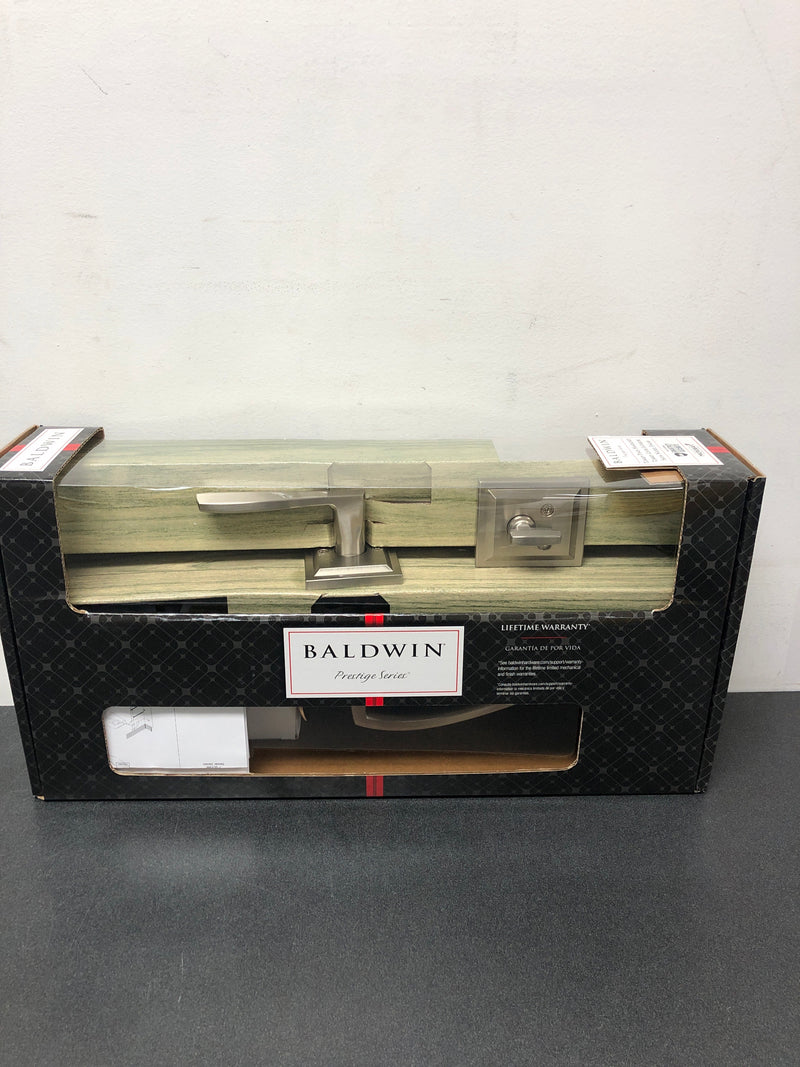 Baldwin 180TPEXTOLSLB15S Torrey Pines Full Plate Keyed Entry Single Cylinder Door Handleset from the Prestige Collection - Satin Nickel