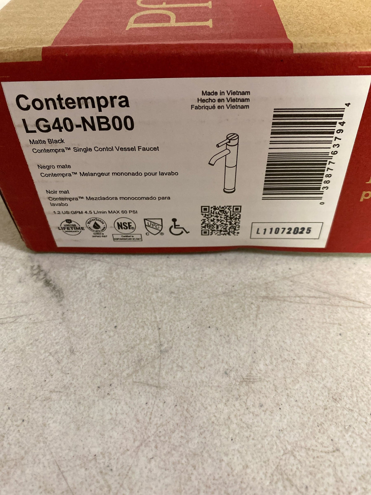 Pfister LG40-NB00 Contempra 1.2 GPM Single Hole Vessel Bathroom Faucet - Matte Black