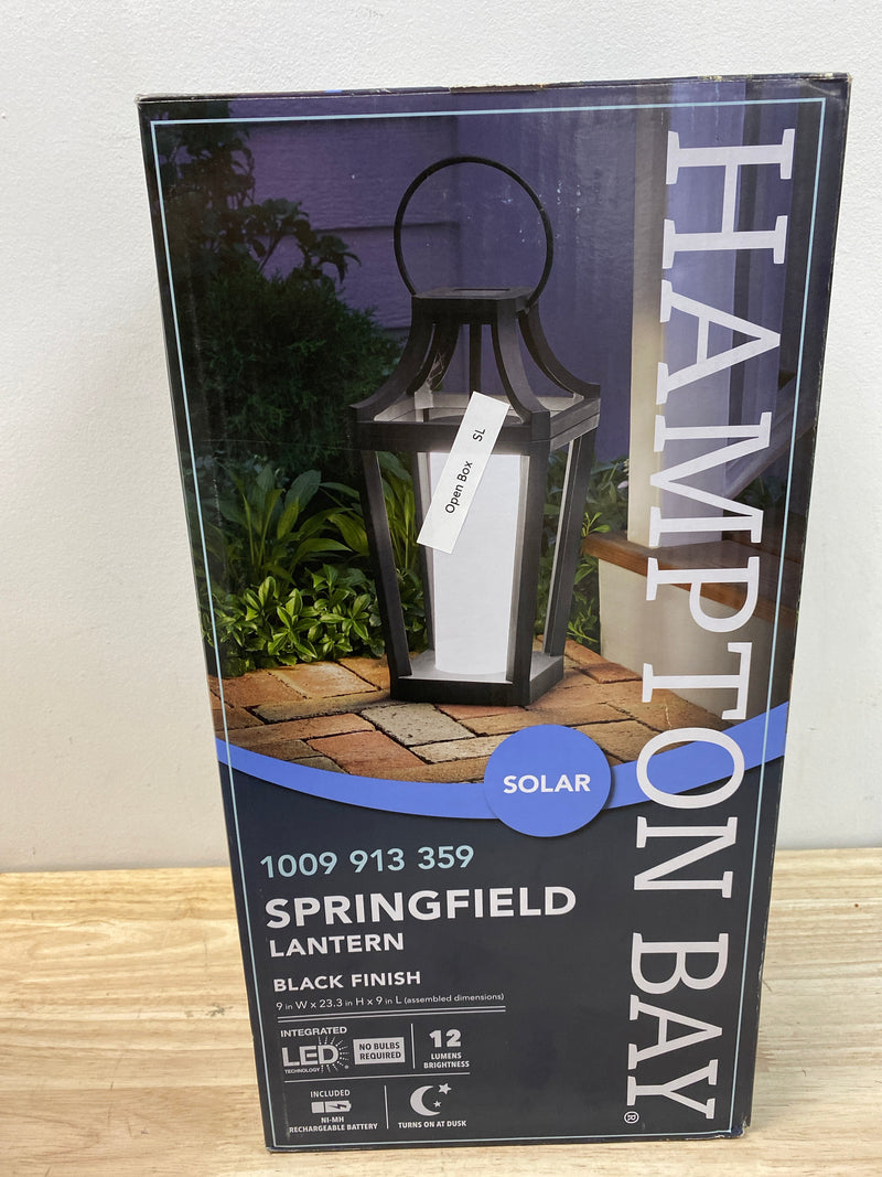 Hampton bay 23448 Springfield Black Dusk to Dawn Integrated LED Outdoor Solar Lantern