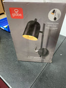 GLOBE Electric 65000049 1-Light Plug-in or Hardwire Wall Sconce, Matte Black, Pivoting Shade, Black Braided Fabric Designer Cord, Hanging Lamp, Wall Lights for Living Room, Bedroom, Den