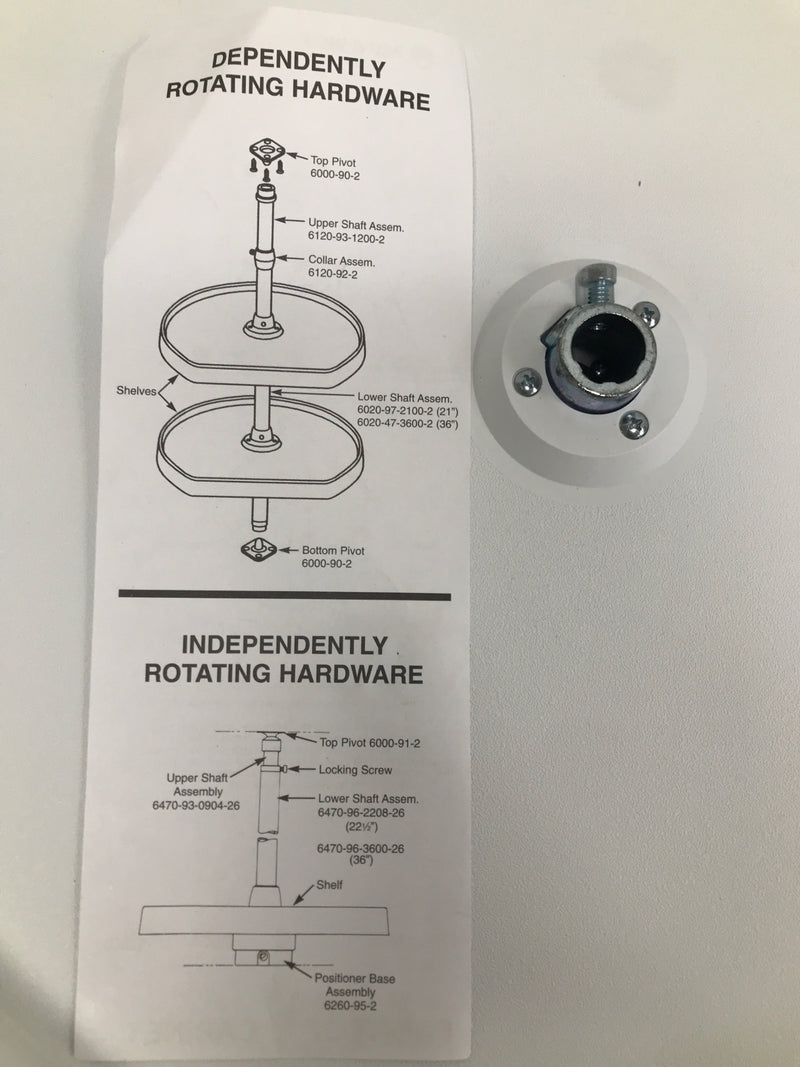 Rev-A-Shelf 7012-20-11-52 RAS Polymer 20 Inch D-Shaped 2 Shelf Lazy Susan Set with Adjustable 24-31 Inch Shaft - White