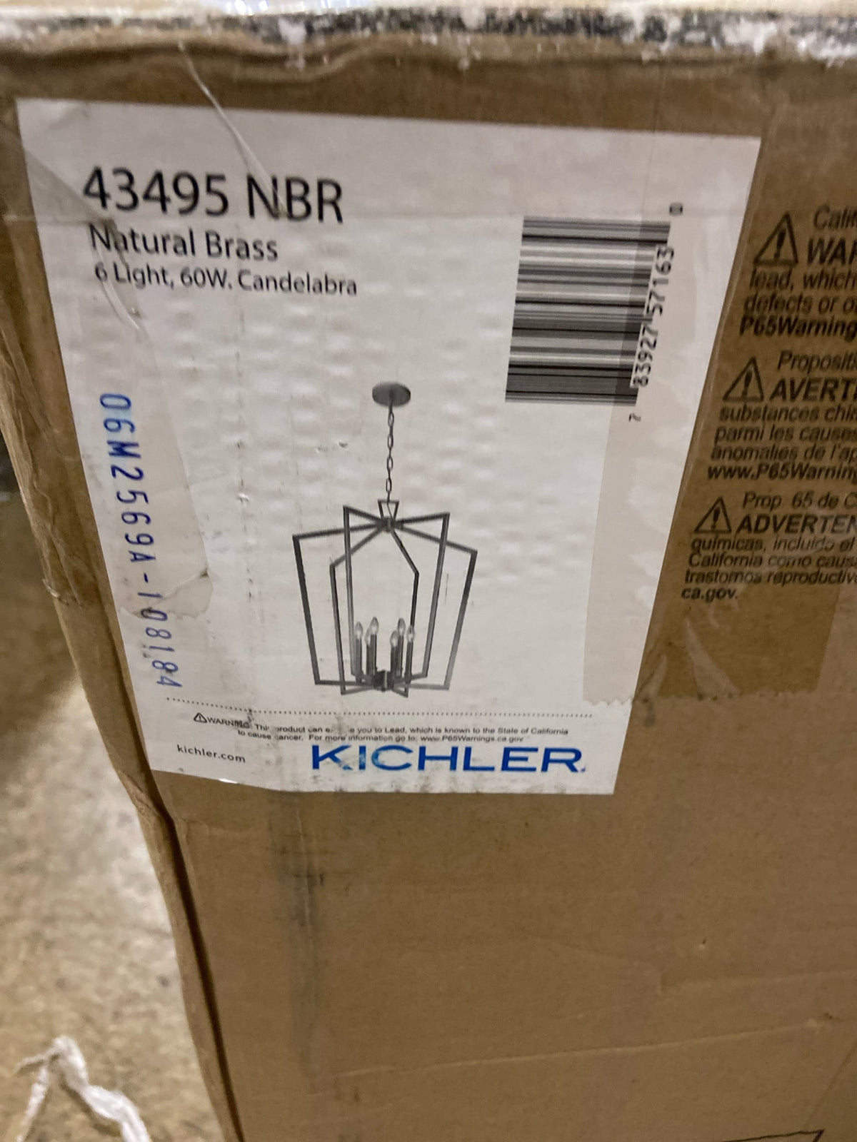 Kichler 43495NBR Abbotswell Pendant, 6-Light 360 Total Watts, Natural Brass