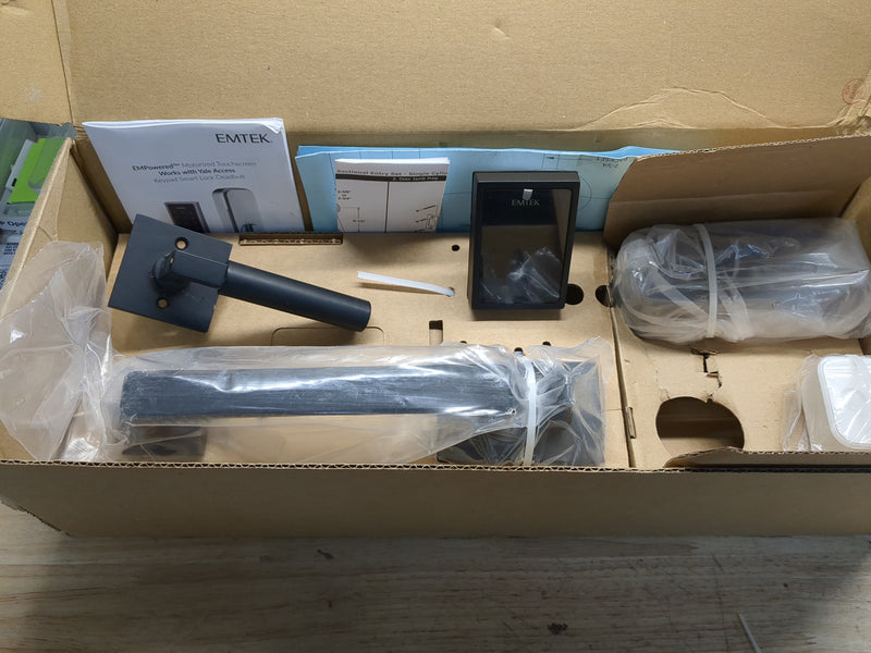 EMTEK Empowered Motorized Baden Keypad Smart Entry Set w/Matching Finish Helios Lever - Choice of Left/Right Handing & 4 Finishes - EMP1103HLORHUS19 - Right Handed (RH) - Flat Black (US19)